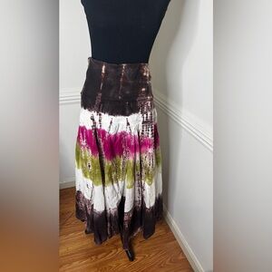 Festival BoHo Tie-Dye Maxi Skirt